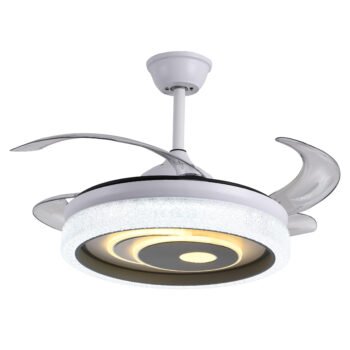 Ventoinha de tecto TRIO branca, 4 palas retráteis, 72W LED 3000|4000|6500K