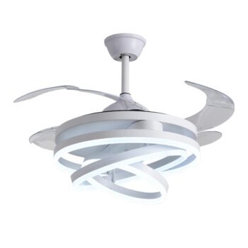Ventoinha de tecto SFERA branca, 4 palas retráteis, 72W LED 3000|4000|6000K