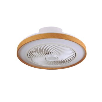 Ventoinha de tecto CATHAY branca/madeira, 5 palas, 72W LED 3000-6000K