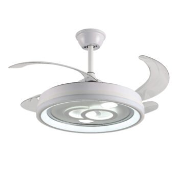 Ventoinha de tecto DAFNE branca, 4 palas retráteis, 72W LED 3000|4000|6000K