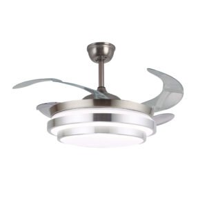Ventoinha de tecto SELENE níquel, 4 palas retráteis, 72W LED 3000|4000|6000K