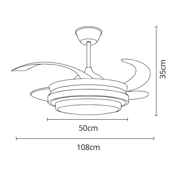 Ventoinha de tecto SELENE níquel, 4 palas retráteis, 72W LED 3000|4000|6000K - Image 6