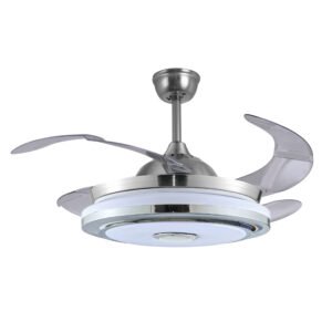 Ventoinha de tecto SOLANO níquel, 4 palas retráteis, 72W LED 3000|4000|6000|RGBK