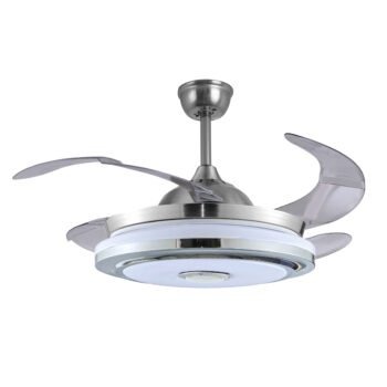 Ventoinha de tecto SOLANO níquel, 4 palas retráteis, 72W LED 3000|4000|6000|RGBK