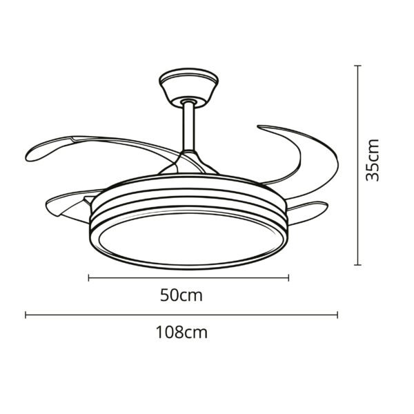 Ventoinha de tecto ASGARD branca, 4 palas retráteis, 72W LED 3000|4000|6000K - Image 8