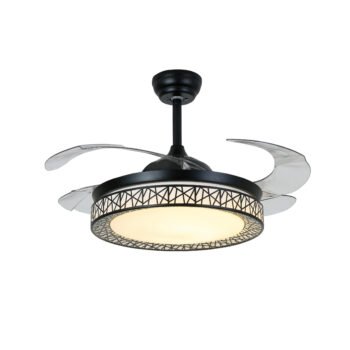 Ventoinha de tecto NIDO preta, 4 palas retráteis, 72W LED 3000|4000|6000K