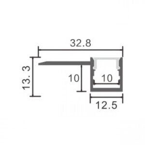 Calha de pladur para fita LED em alumínio com difusor opalino L.32.8x Alt.13.3mm - 2mt - Image 2