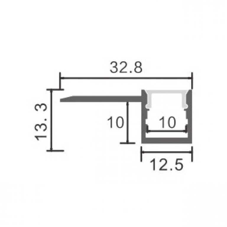 Calha de pladur para fita LED em alumínio com difusor opalino L.32.8x Alt.13.3mm - 2mt - Image 2