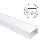 Calha sem abas para fita LED em alumínio com difusor opalino L.40x Alt.20mm - 2mt