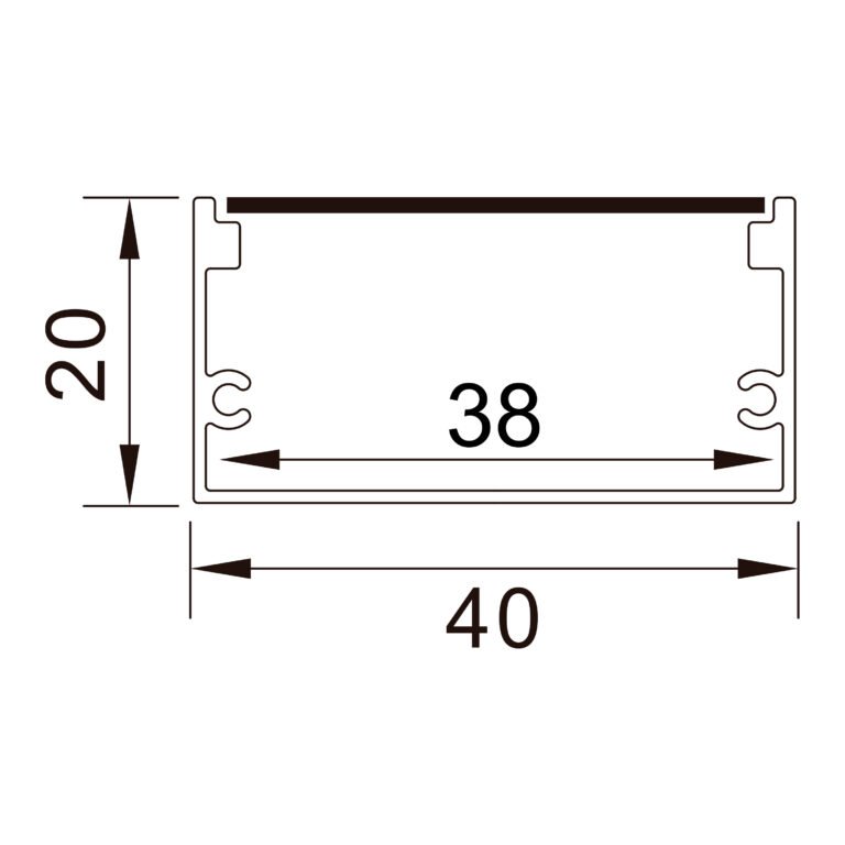 Calha sem abas para fita LED em alumínio com difusor opalino L.40x Alt.20mm - 2mt - Image 3