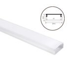 Calha sem abas para fita LED em alumínio com difusor opalino L.23,5x Alt.9,8mm - 2mt