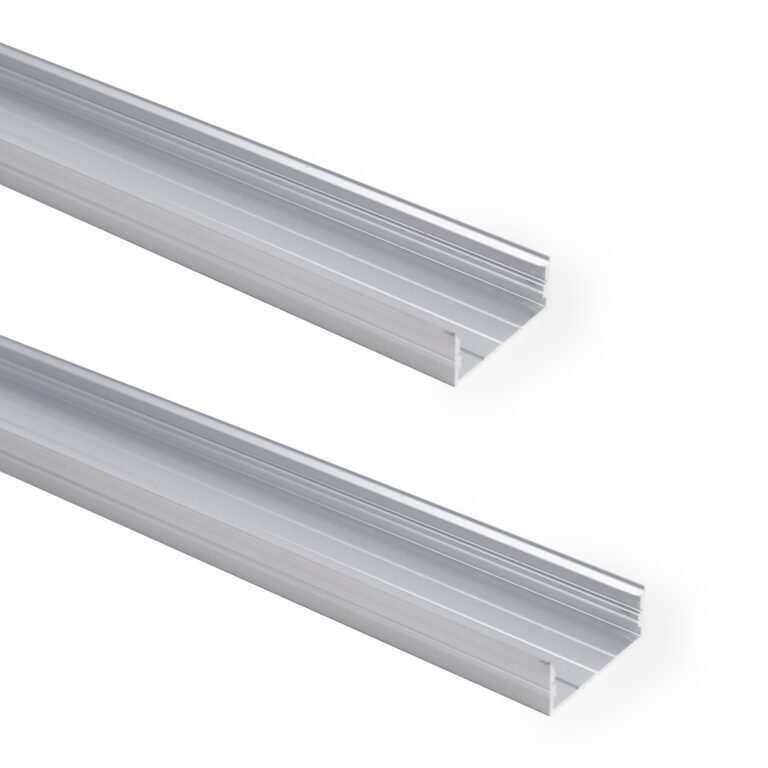 Calha sem abas para fita LED em alumínio com difusor opalino L.23,5x Alt.9,8mm - 2mt - Image 2