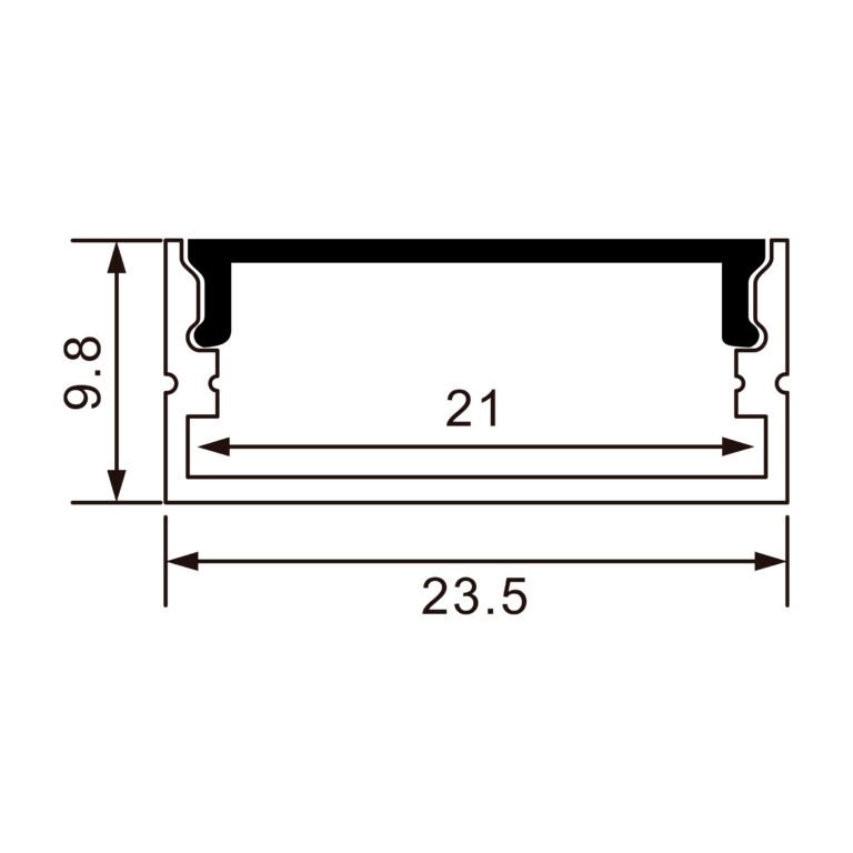 Calha sem abas para fita LED em alumínio com difusor opalino L.23,5x Alt.9,8mm - 2mt - Image 3
