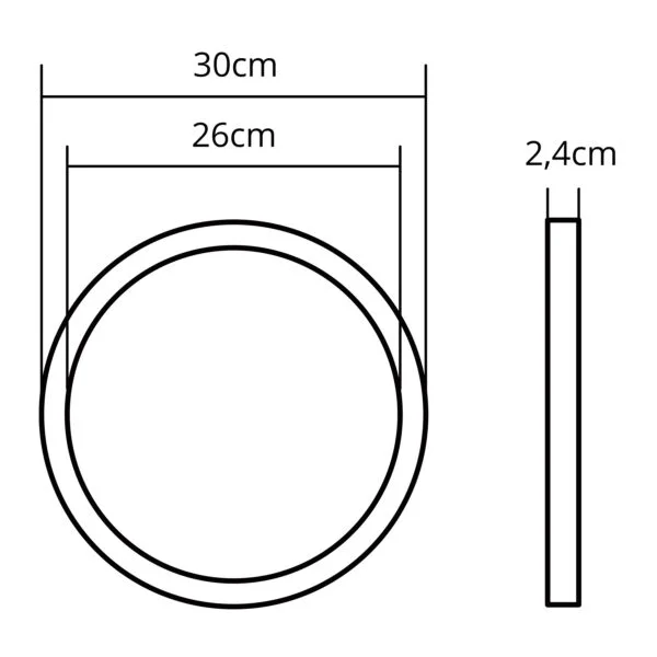 Painel de superficie ERASMUS redondo 24W LED 1920lm 3000K Alt.2,4xD.30cm Branco - Image 5