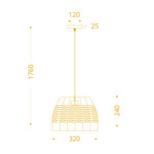 Suspensão SOTERO 1xE27 Alt.Reg.xD.32cm Vime - Image 4