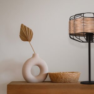 Candeeiro de mesa SOLANGE D.25xAlt.45,5cm 1xE27 em Vime - Image 3