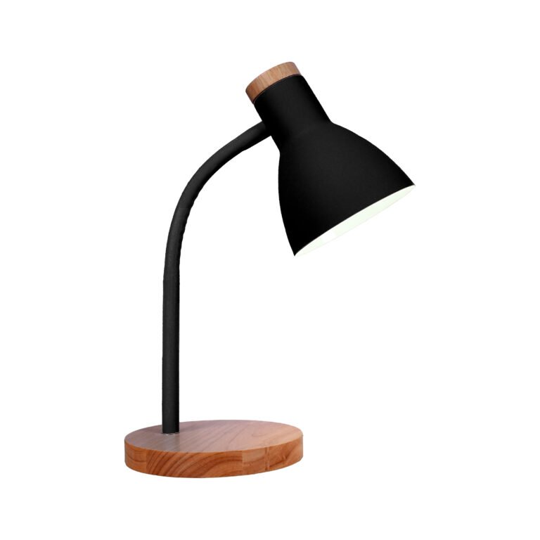 Candeeiro de mesa ARGOS 1xE27 Alt.42cmxD.15cm Preto/Madeira