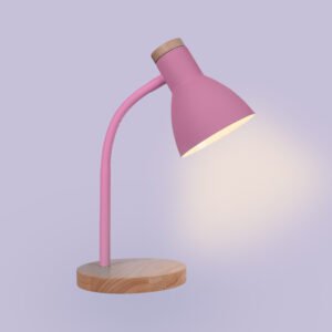 Candeeiro de mesa ARGOS 1xE27 Alt.42cmxD.15cm Rosa/Madeira - Image 2