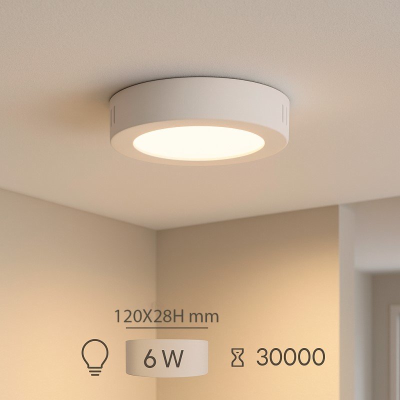 Plafond SLIM 6W LED 600lm 4500K Redondo Branco - Image 3