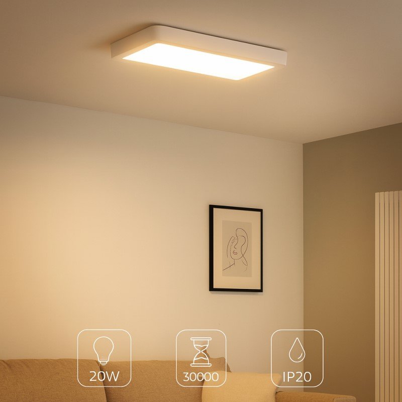 Plafond SLIM 20W LED 2000lm 3000K Quadrado Branco - Image 3