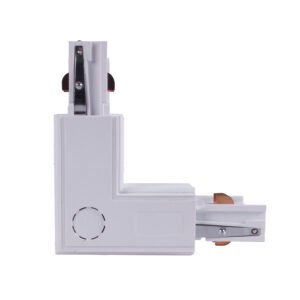 Conector esquerdo em forma de "L" para calha de superfície LINE PRO (4 condutores) em alumínio branco