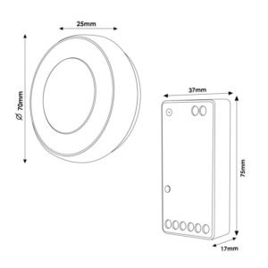 Controlador RF para Fitas Led Monocor/CCT 12/24Vdc + Comando - Image 3