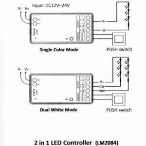 Controlador RF para Fitas Led Monocor/CCT 12/24Vdc + Comando - Image 2