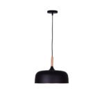 Suspensão HALLE D.29cm 1xE27 em metal preto com interior em dourado