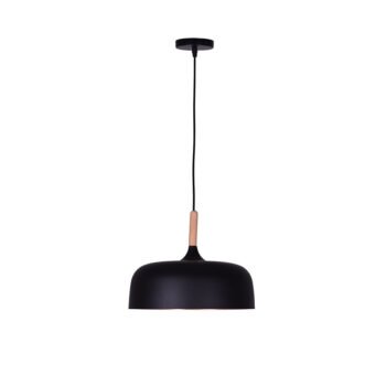 Suspensão HALLE D.29cm 1xE27 em metal preto com interior em dourado
