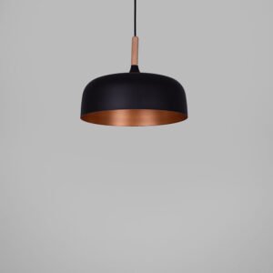 Suspensão HALLE D.29cm 1xE27 em metal preto com interior em dourado - Image 2