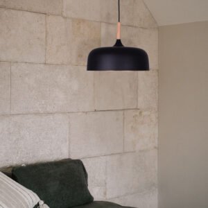 Suspensão HALLE D.29cm 1xE27 em metal preto com interior em dourado - Image 3
