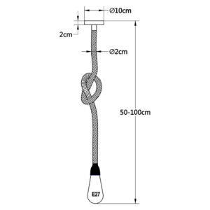Suspensão SOGA 1xE27 Alt.Reg.xD.10cm Corda Castanho (Alt.max.1m) - Image 2