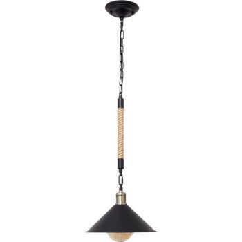 Suspensão SOGA 1xE27 Alt.Reg.xD.30cm Corda Preto