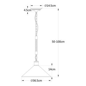 SSuspensão SOGA 1xE27 Alt.Reg.xD.36cm Corda Preto - Image 3