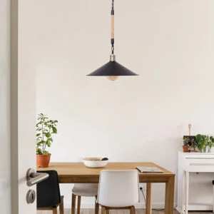 Suspensão SOGA 2xE27 C.82xL.30xAlt.Reg.cm Corda Preto - Image 2