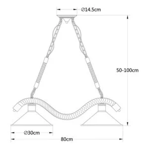 Suspensão SOGA 2xE27 C.82xL.30xAlt.Reg.cm Corda Preto - Image 3