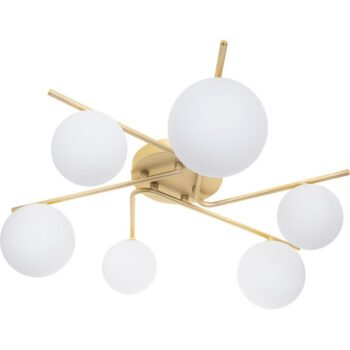Plafond ANALU 6xG9 Alt.17xD.60cm Dourado/Branco