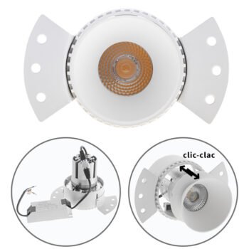 Foco de encastrar HEKA redondo p/pladur 1x10W LED 850lm 2700K Alumínio Branco