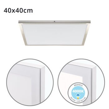 Painel de superfície VOLTAIRE 40x40 36W LED 2880lm 4000K Níquel