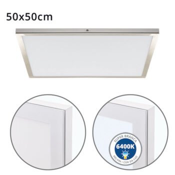 Painel de superfície VOLTAIRE 50x50 48W LED 3840lm 6400K Níquel