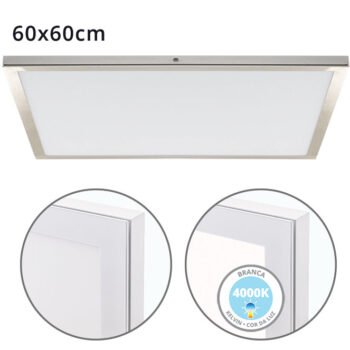 Painel de superfície VOLTAIRE 60x60 48W LED 3840lm 4000K Níquel