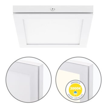 Painel de superfície TOLSTOI 17x17 12W LED 720lm 3000K Branco