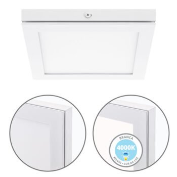 Painel de superfície TOLSTOI 17x17 12W LED 720lm 4000K Branco