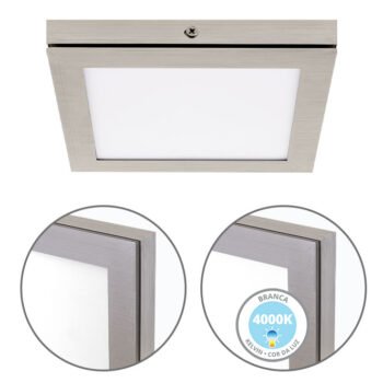 Painel de superfície TOLSTOI 17x17 12W LED 720lm 4000K Níquel