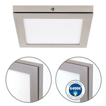 Painel de superfície TOLSTOI 17x17 12W LED 720lm 6400K Níquel