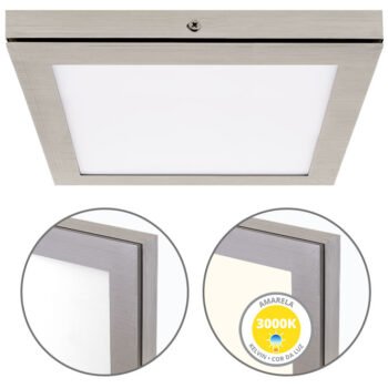 Painel de superfície TOLSTOI 22,5x22,5 18W LED 1080lm 3000K Níquel