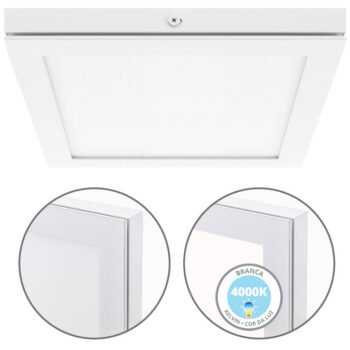 Painel de superfície TOLSTOI 22,5x22,5 18W LED 1080lm 4000K Branco