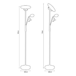 Candeeiro de pé BAYANI com braço de leitura 28W+6W LED 3000-6500K Níquel - Image 8