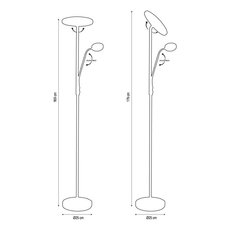 Candeeiro de pé BAYANI com braço de leitura 28W+6W LED 3000-6500K Níquel - Image 8