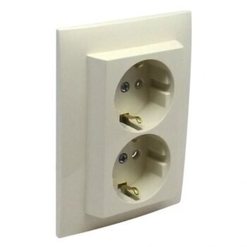 Tomada dupla schuko monobloco LOGUS90 com obturador marfim